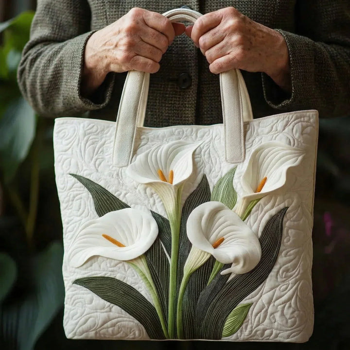 Artisan Quilted Bag - White Calla Lilies
